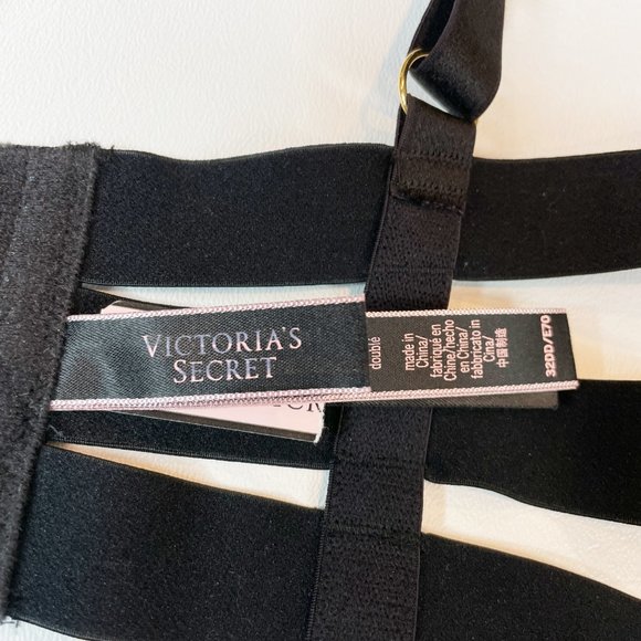 NWOT Victoria's Secret Bra 32DD Unlined Balconet Strappy Banded Black B728 - Picture 6 of 8